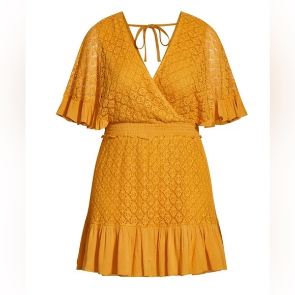 CITY CHIC Sweet Escape Dress - honey  Plus Lace Knee Length, Fit & Flare - Picture 1 of 5